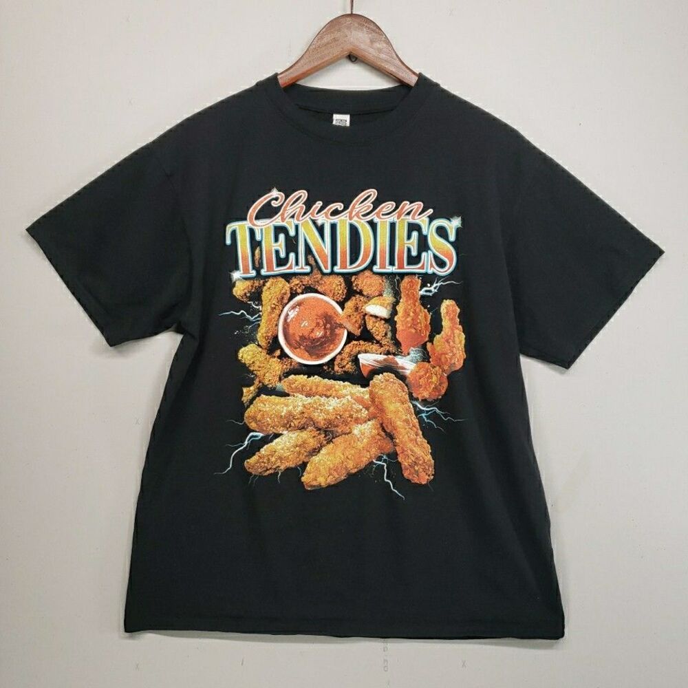 Brisco Chicken Tendies Shirt Mens Large Black Graphic Tee Zillennial Meme Foodie